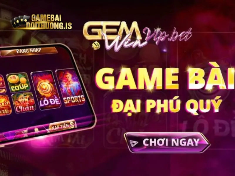 Game bài đổi thưởng GEMWIN sử dụng màu tím thương hiệu đặc trưng