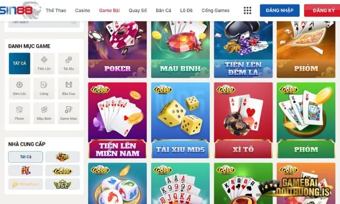 Kho game bài đổi thưởng Sin88 đồ sộ