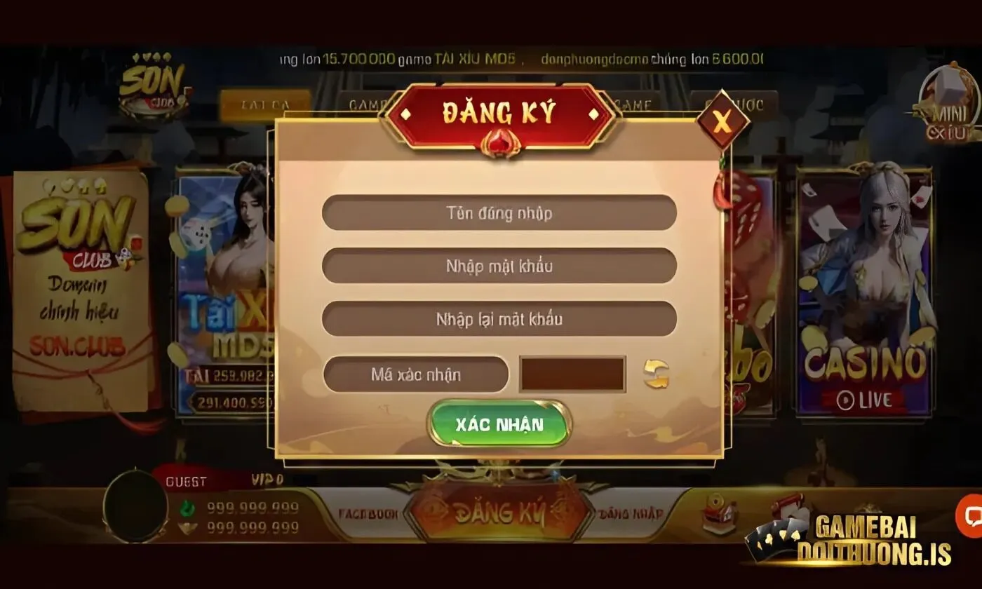 game bài đổi thưởng Sonclub Mẫu thông tin yêu cầu đăng ký tài khoản