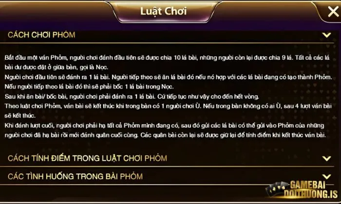 Luật chơi chi tiết Phỏm Sunwin